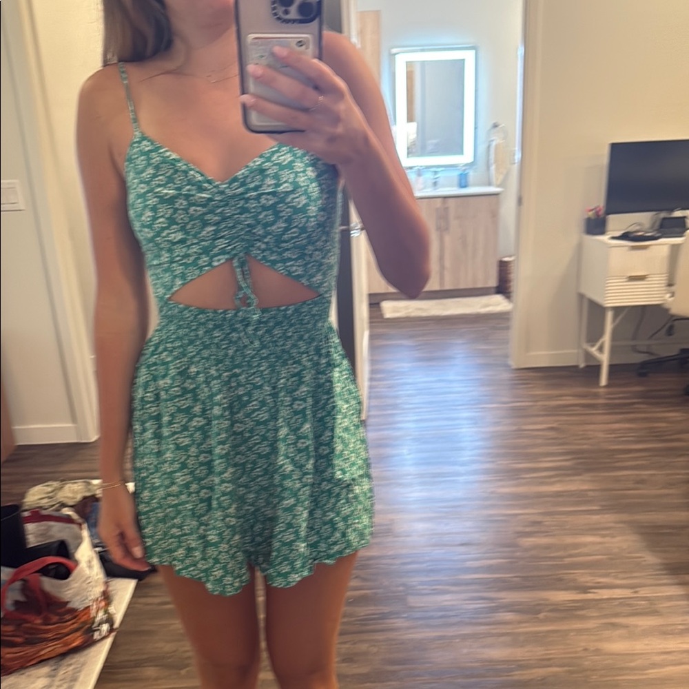 Green Floral Romper